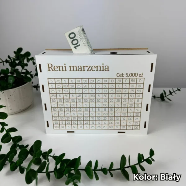 Personalizowana skarbonka z tabelką do wykreślania