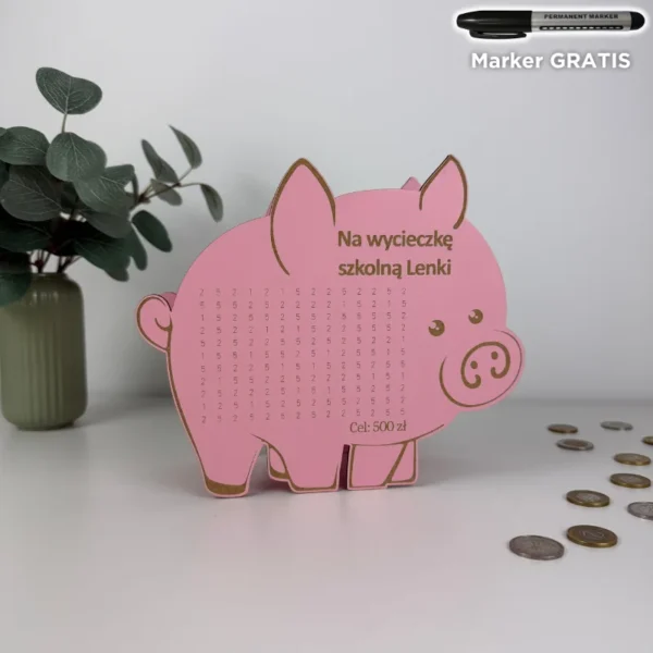 Personalizowana Świnka Skarbonka z wykreślanką