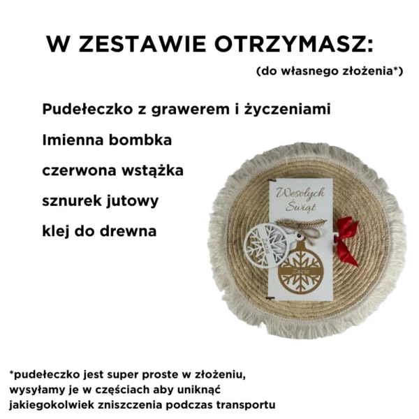 Pudełeczko prezentowe z życzeniami i bombką 2w1