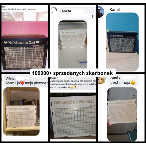 Personalizowana skarbonka z tabelką do wykreślania
