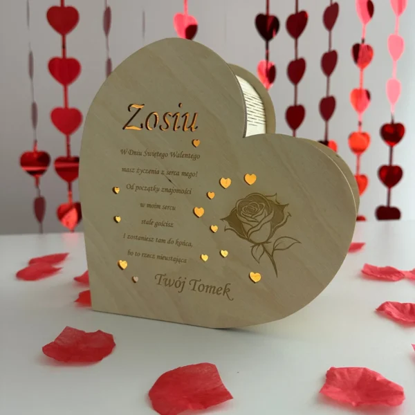 Personalizowane Serce Miłości z życzeniami i lampkami