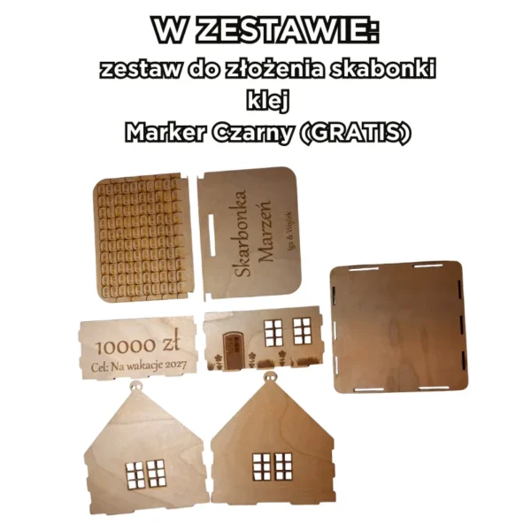 Domek skarbonka z celem do wykreślania
