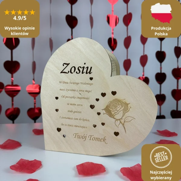 Personalizowane Serce Miłości z życzeniami i lampkami