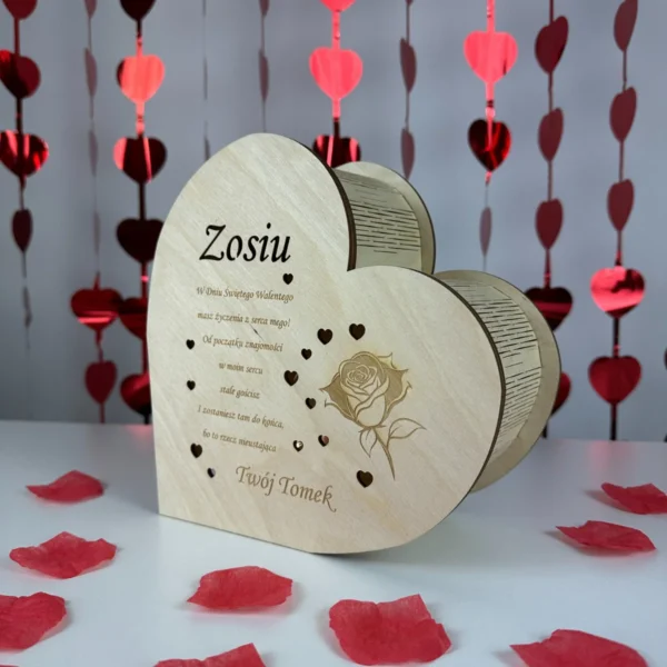 Personalizowane Serce Miłości z życzeniami i lampkami