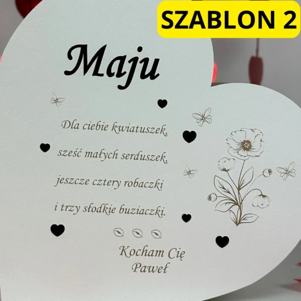 Personalizowane Serce Miłości z życzeniami i lampkami
