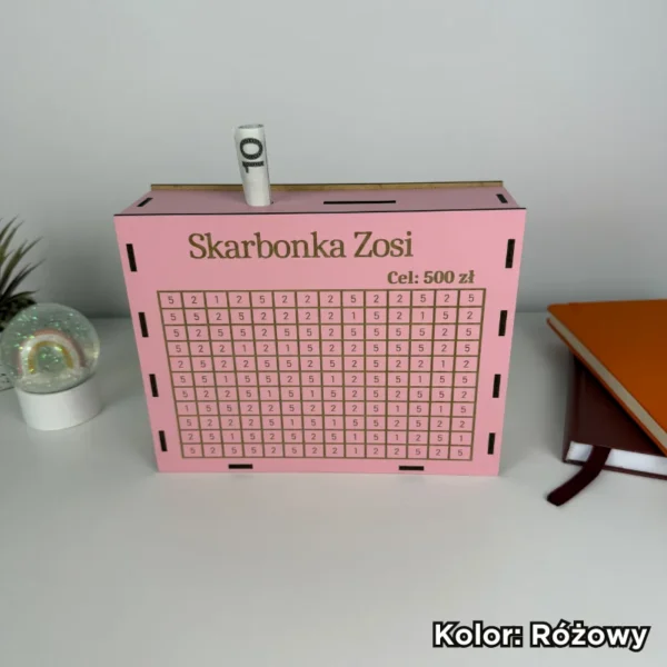 Personalizowana skarbonka z tabelką do wykreślania