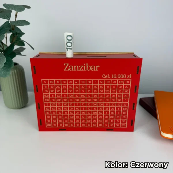Personalizowana skarbonka z tabelką do wykreślania