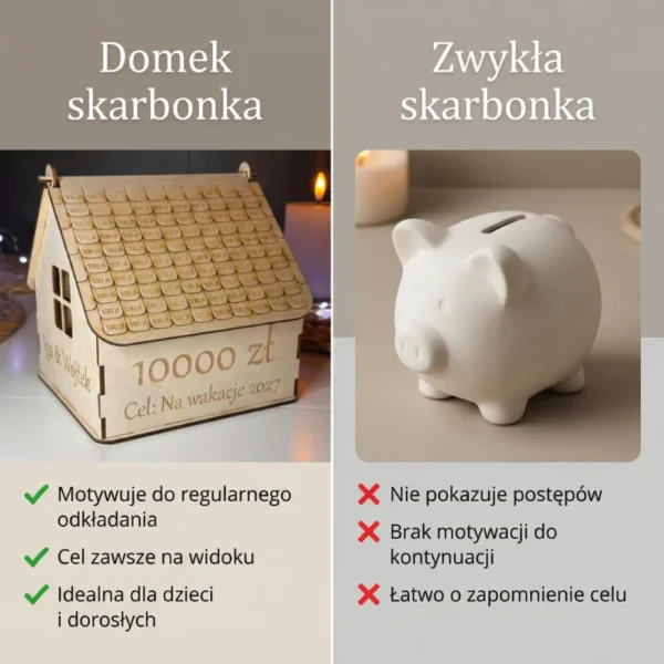 Domek skarbonka z celem do wykreślania