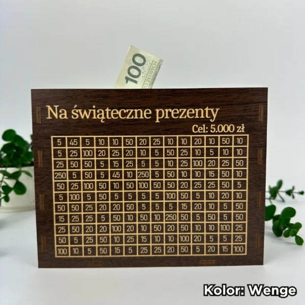 Personalizowana skarbonka z tabelką do wykreślania