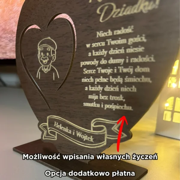 Serce z dedykacją od wnuków na Dzień Babci / Dziadka