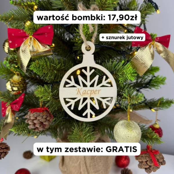 Pudełeczko prezentowe z życzeniami i bombką 2w1