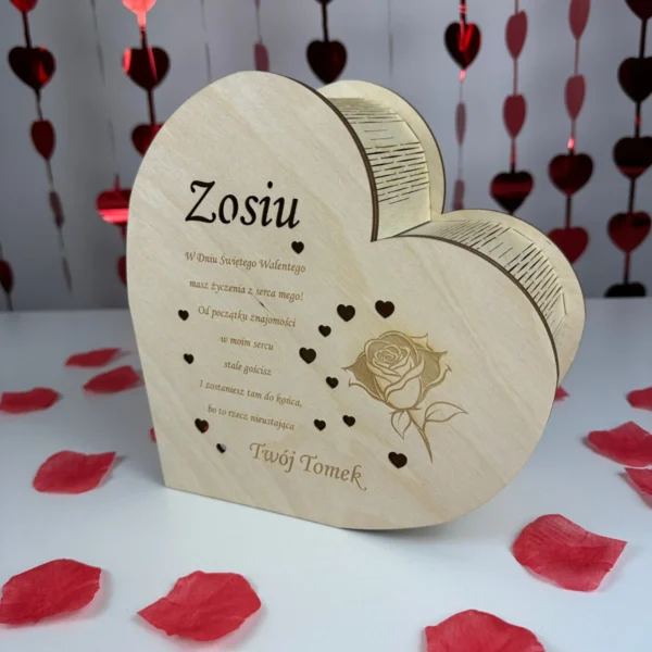 Personalizowane Serce Miłości z życzeniami i lampkami