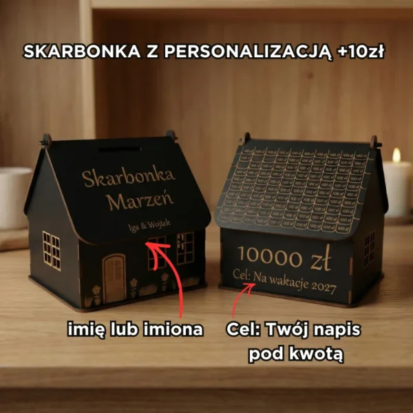 Domek skarbonka z celem do wykreślania