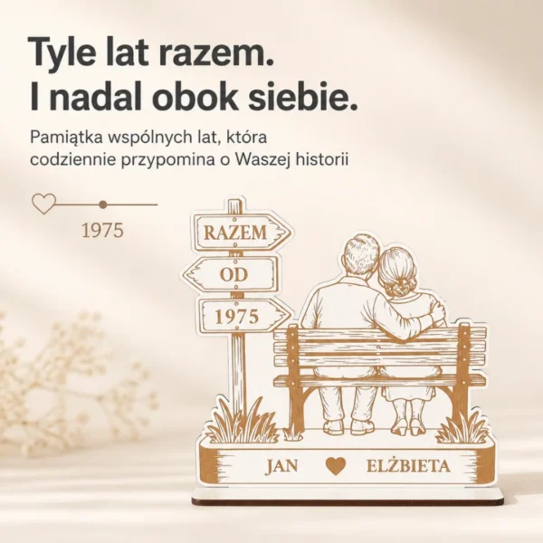 Personalizowana Dekoracja „Razem od…" z Imionami i Rokiem (Para na Ławce)