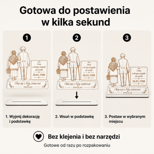 Personalizowana Dekoracja „Chcę się z Tobą zestarzeć" z Imionami i Datą