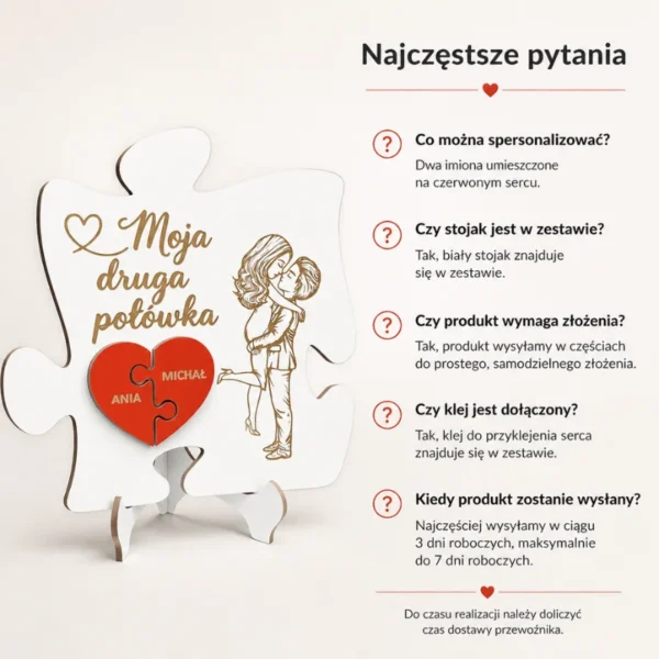 Personalizowane Puzzle „Moja Druga Połówka” z Imionami