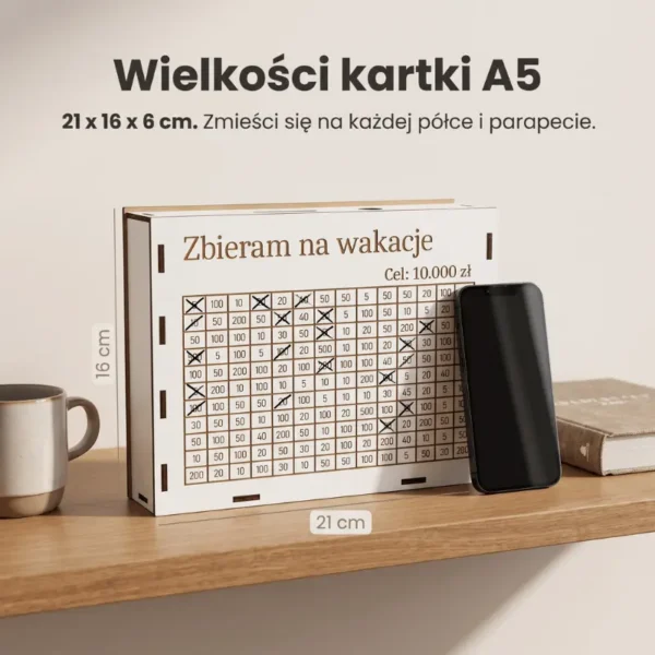 Skarbonka Wykreślanka z Twoim celem - odkładasz, wykreślasz, widzisz postęp
