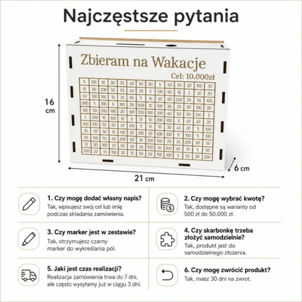 Personalizowana Skarbonka - Wrzucasz, wykreślasz, zbliżasz się do celu
