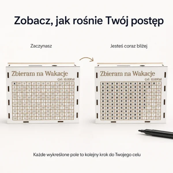 Personalizowana Skarbonka - Wrzucasz, wykreślasz, zbliżasz się do celu
