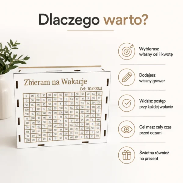 Personalizowana Skarbonka - Wrzucasz, wykreślasz, zbliżasz się do celu