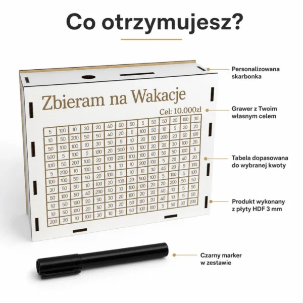 Personalizowana Skarbonka - Wrzucasz, wykreślasz, zbliżasz się do celu